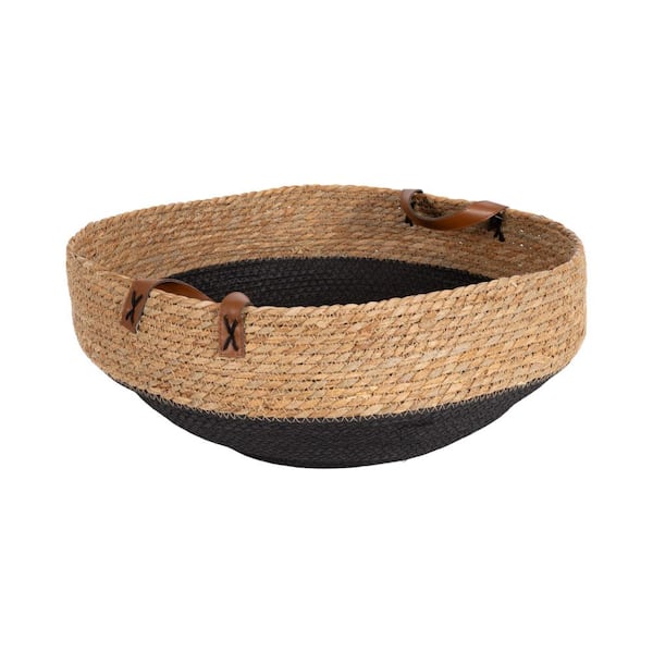 Kate and Laurel Chopra Natural Brown/Black 20 in. x 9 in. Seagrass Decorative Basket