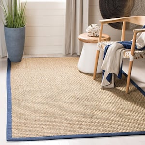 Natural Fiber Beige/Blue Doormat 2 ft. x 3 ft. Border Area Rug