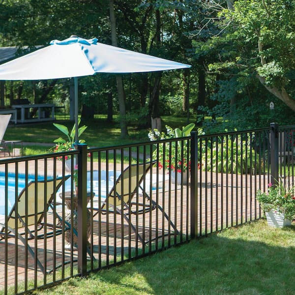 Beechmont Standard-Duty 4 ft. H x 6 ft. W Black Aluminum Pre-Assembled Fence Panel
