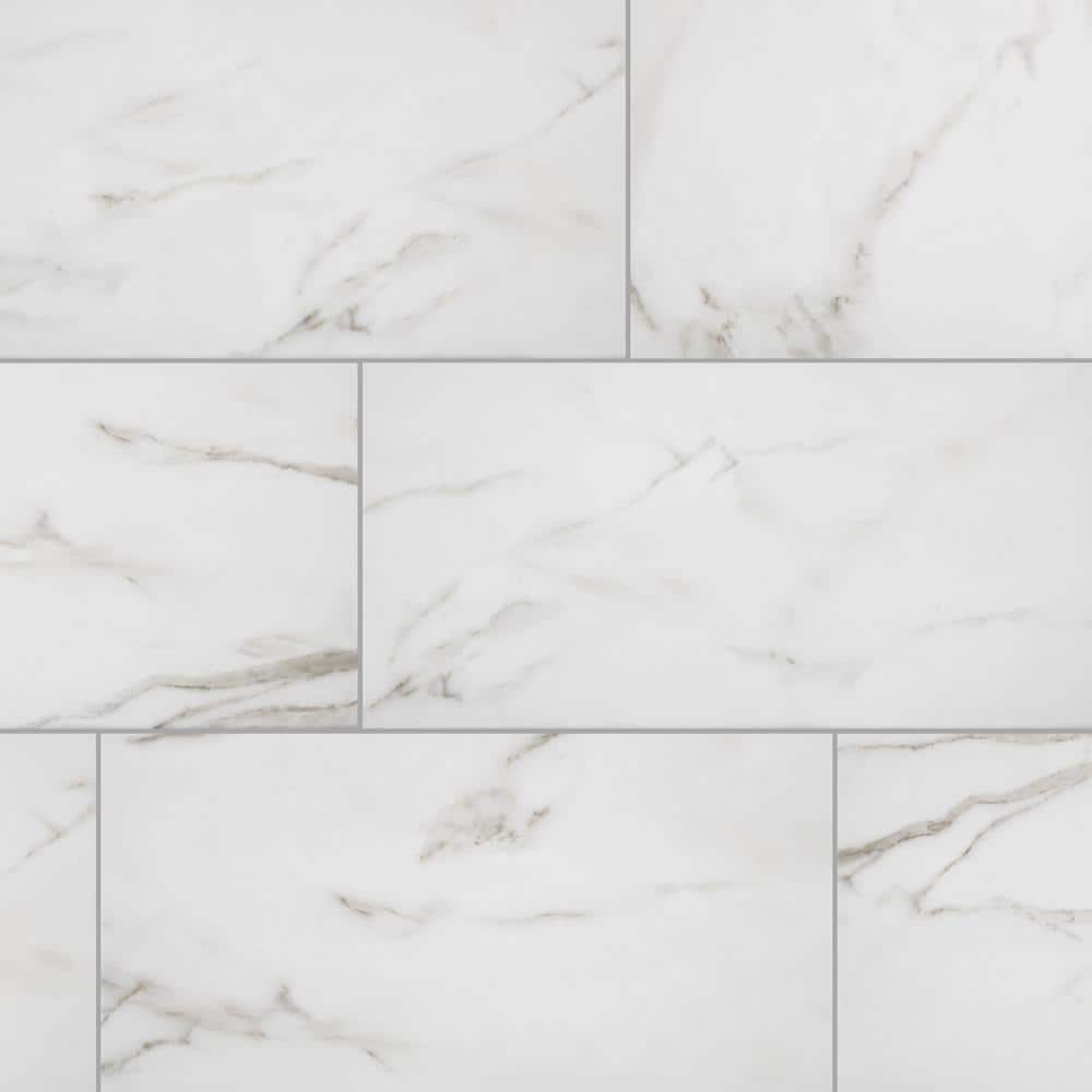 Florida Tile Home Collection Michelangelo Calacatta Rectified 12 in. x 24 in. Porcelain Floor and Wall Tile (13.3 sq. ft. /case), White/Matte -  CHDEZEN1012X24
