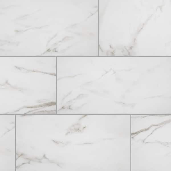 Florida Tile Home Collection Michelangelo Calacatta Rectified 12 in. x 24 in. Porcelain Floor and Wall Tile (13.3 sq. ft. /case)