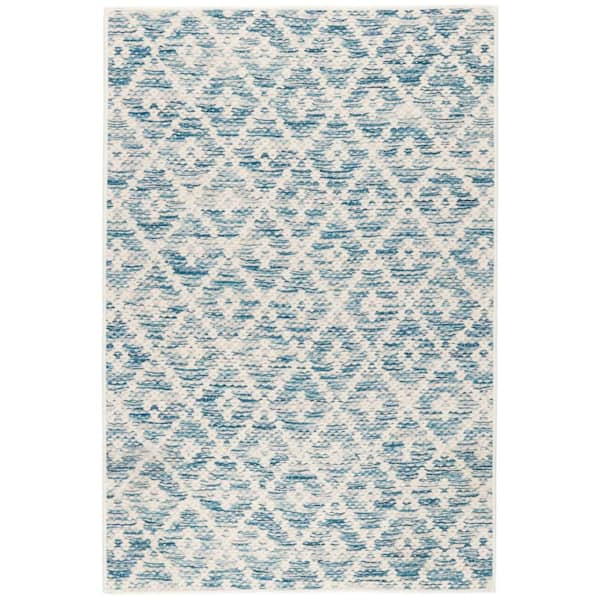 Melange Diamond Machine Washable Blue 9 ft. x 12 ft. Indoor Area Rug
