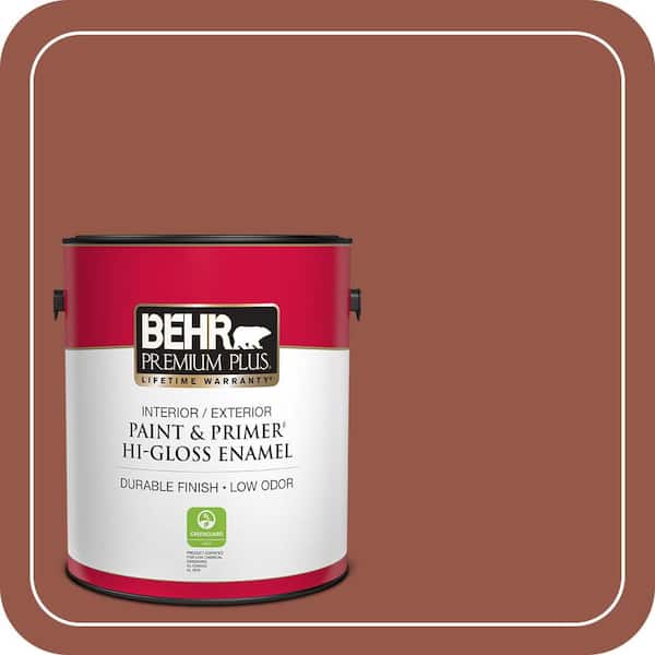 BEHR PREMIUM PLUS 1 gal. #BIC-47 Caliente Hi-Gloss Enamel Interior/Exterior Paint & Primer