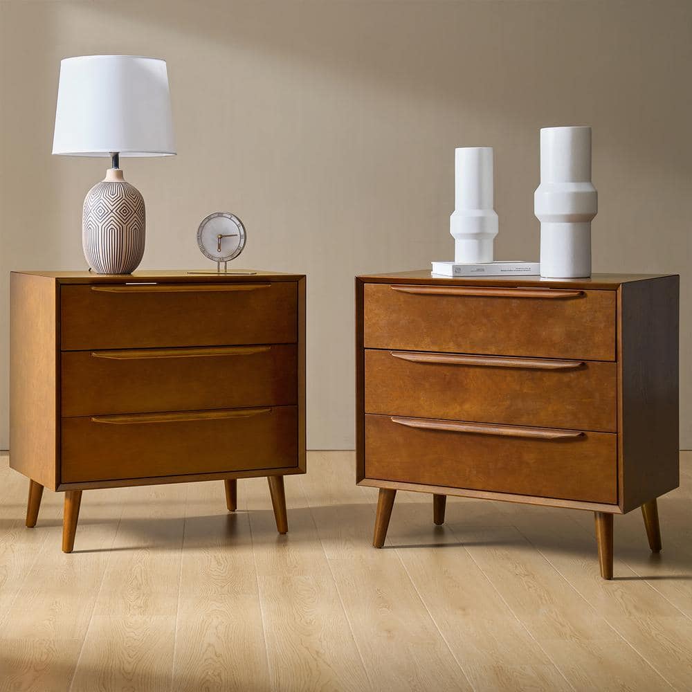 Sabine Acorn 30.38 in. 3-Drawer Accent Cabinet/Sideboard with Built-in Power Outlet, set of 2.