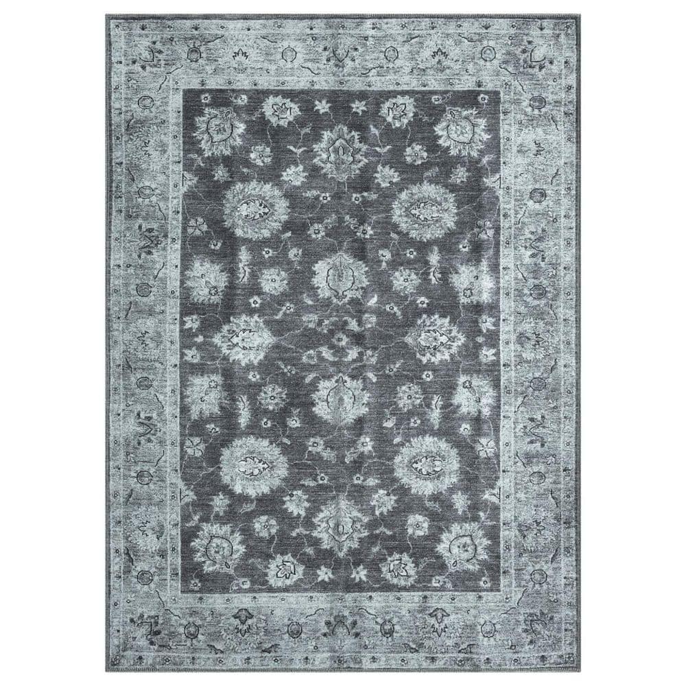 Legacy Petra 8 ft. x 10 ft. Gray Traditional Bordered Washable Area Rug price history on PriceWatchPro