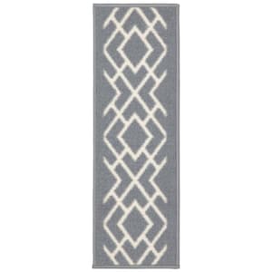 Ottohome Collection Non-Slip Rubberback Diamond 8.5 in. x 26 in. Indoor Stair Tread Covers, 7 Pack, Gray