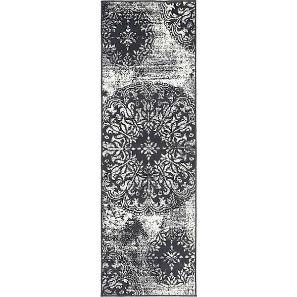 Unique Loom Sofia Grand Black 2' 0 x 6' 7 Runner Rug