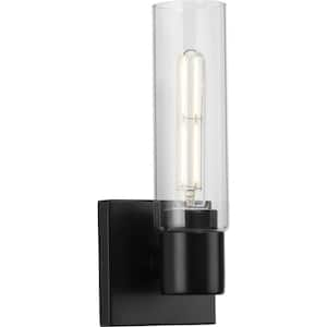 Clarion 1-Light Matte Black Clear Glass Modern Wall Light