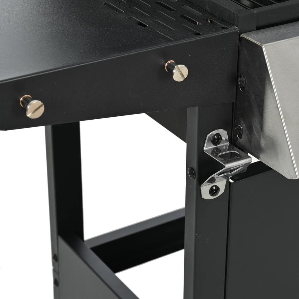 Black Stainless Steel 4-Burner Propane Gas Grill with Side Burner