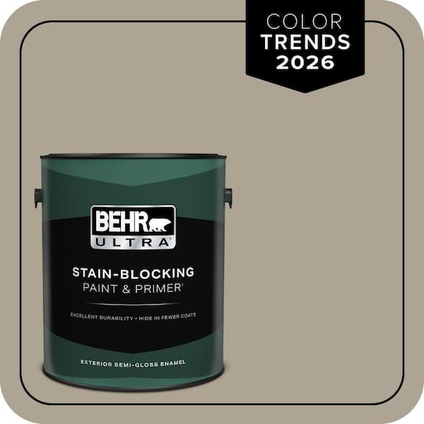 BEHR ULTRA 1 gal. Home Decorators Collection #HDC-NT-14 Smoked Tan Semi-Gloss Enamel Exterior Paint & Primer
