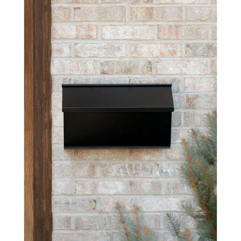Medium Black Powder-Coated Steel Wall Mount Mailbox