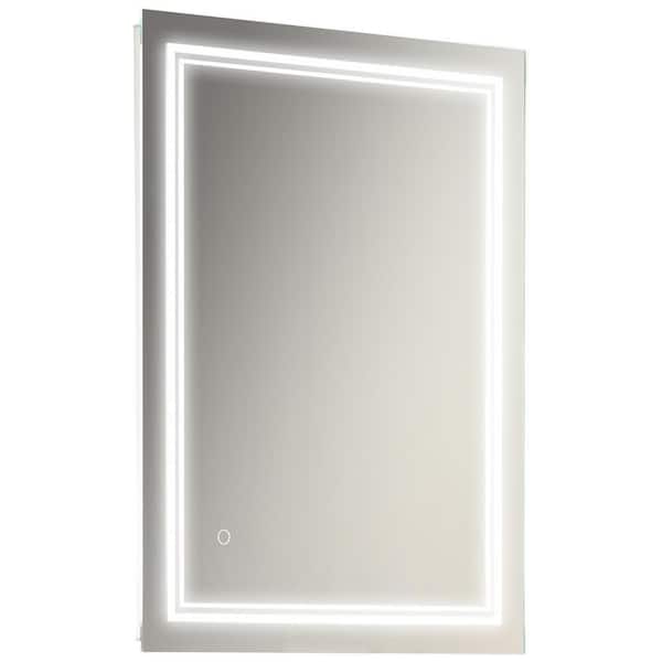 PRIMROSE CARNATION LLC Silver 32 in. W x 24 in. H Rectangle Frameless Bathroom Vanity Mirror with LED Light Waterproof for Bathroom Living Room