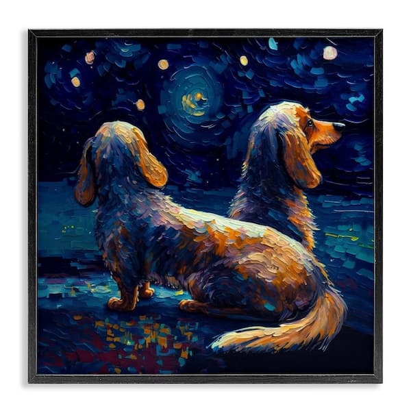Stupell Industries Van Gogh Style Dogs by Svetlana Aleynikova Black Framed Animal Giclee Art Print 24 in. x 24 in.