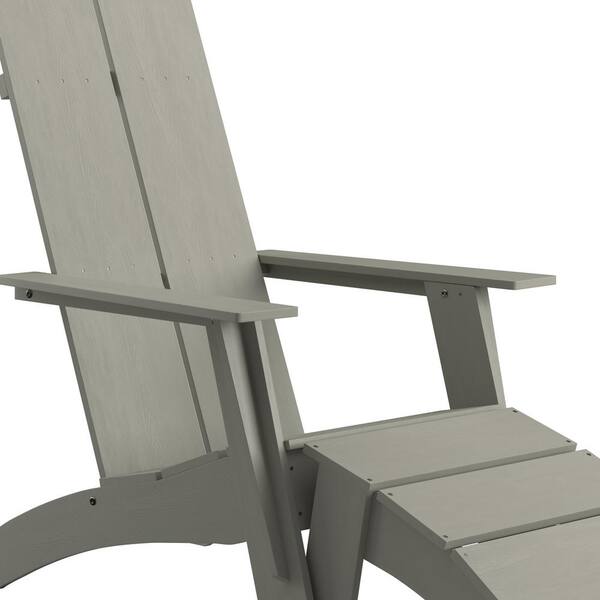 Gray Plastic Adirondack Chair with Foot Rest