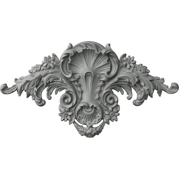 Ekena Millwork 1-3/8 in. x 19-5/8 in. x 10-5/8 in. Applique Polyurethane Peralta Center Onlay Moulding