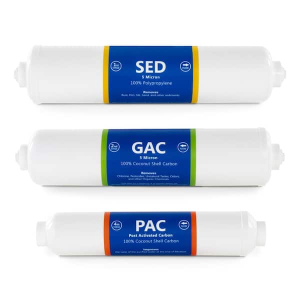 Countertop Reverse Osmosis System 6 Month Filter Set-3 Replacement Filters-SED, Carbon, PAC Filters
