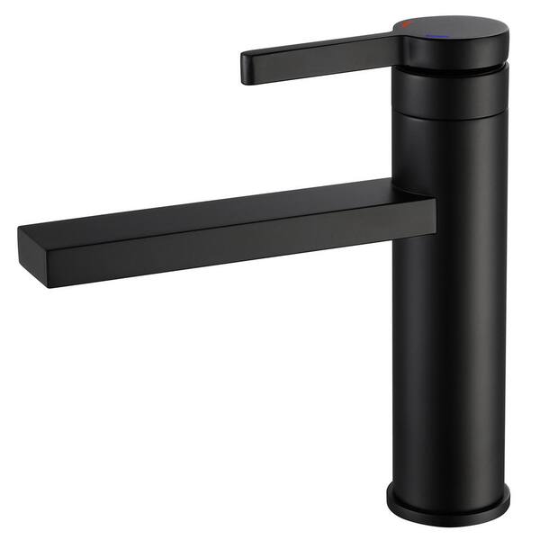 Tahanbath Single Handle Single Hole Bathroom Faucet with Spot Resistant in Matte Black