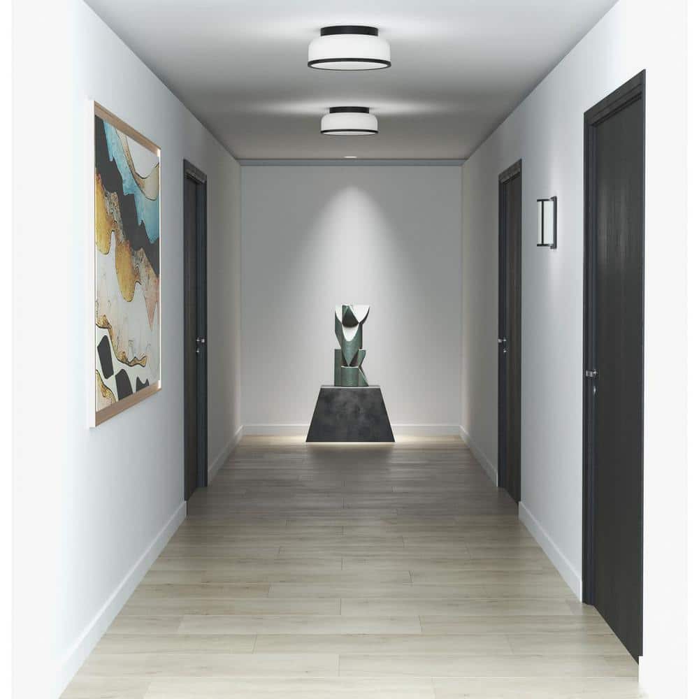 Parkhurst Matte Black Glass Flush Mount Light