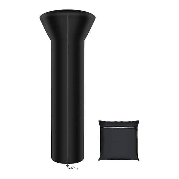 Misopily Waterproof 87 in. x 33 in. x 19 in. Black Fabric Patio Heater Cover with Zipper and Storage Bag