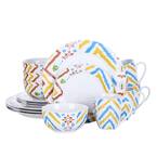 16- Piece Modern Colored Stripes White Porcelain Dinnerware Sets (Service for Set for 4)