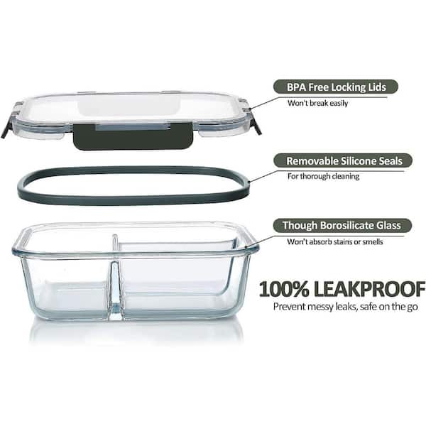 Large Glass Meal Prep Containers, [5 Pack, 36Oz