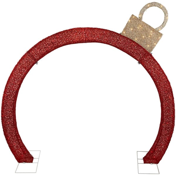 4.25 ft. Red LED Lighted Ornament Arch Outdoor Christmas Decoration-Warm White Lights