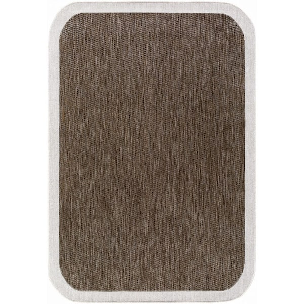 Miami Beach Dark Brown Traditional Solid Color 9 ft. 2 in. x 12 ft. Indoor/Outdoor Area Rug