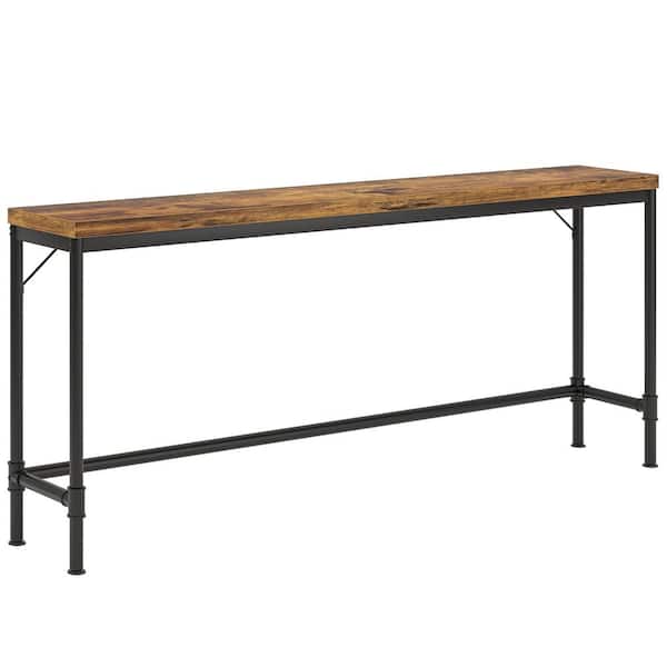 BYBLIGHT Terrella 70.8 in. Brown Rectangle Engineered Wood Console Table Long Sofa Table
