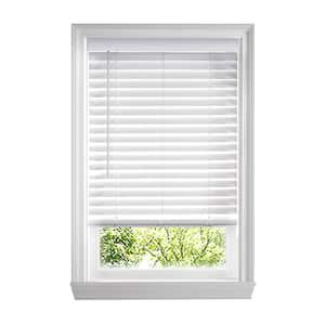 White Cordless Faux Wood Blinds for Windows with 2 in. Slats - 72 in. W x 48 in. L (Actual Size 71.5 in. W x 48 in. L)