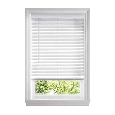 White Cordless Faux Wood Blinds for Windows with 2 in. Slats - 23 in. W x 72 in. L (Actual Size 22.5 in. W x 72 in. L)