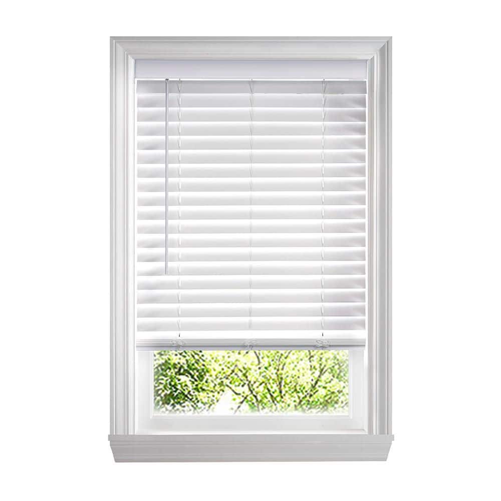 White Cordless Faux Wood Blinds for Windows with 2 in. Slats - 71.75 in. W x 48 in. L (Actual Size 71.25 in W x 48 in L) price history on PriceWatchPro