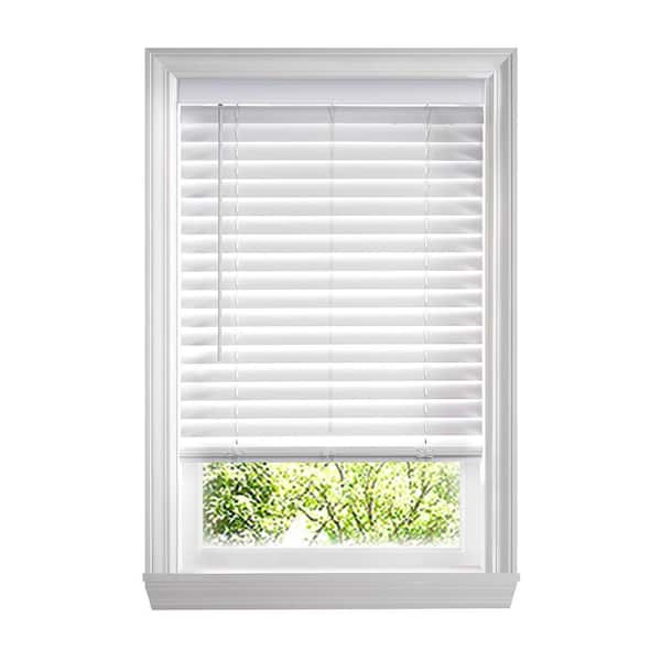 Home Decorators Collection White Cordless Faux Wood Blinds for Windows with 2 in. Slats - 16.25 in. W x 36 in. L (Actual Size 15.75 in W x 36 in L)