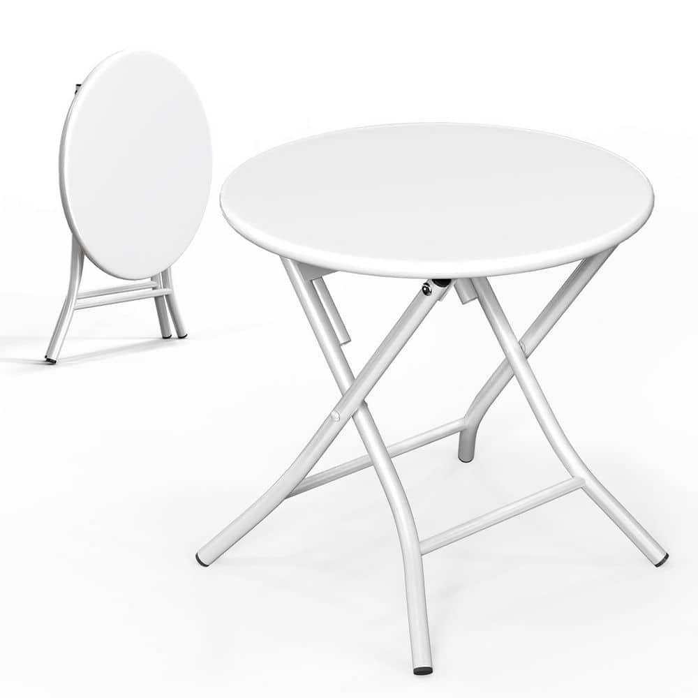 "18"" White Round Metal Outdoor Folding Side Table" price history on PriceWatchPro