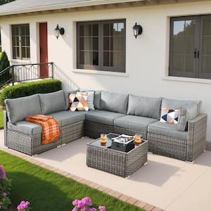 ネイビー ウィッカー ダイニングチェア Paradise 7 Piece Outdoor Patio Dining Table and Adirondack Armchair Se