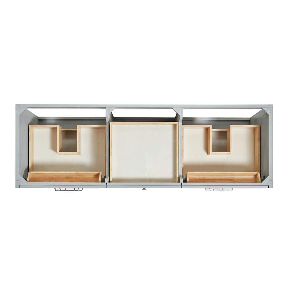 Gray Wood Double Sink Freestanding Vanity with Quartz Top