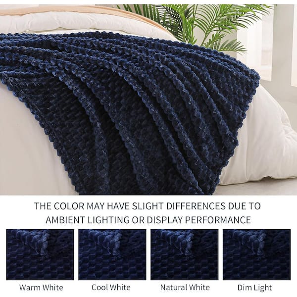 Afoxsos Modern Extra Large Soft Fleece Navy Blue Throw Blanket for