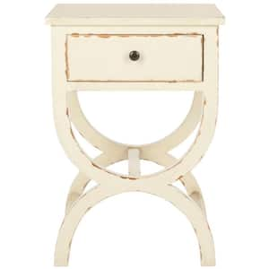 Maxine Rustic White/Cream Storage End Table