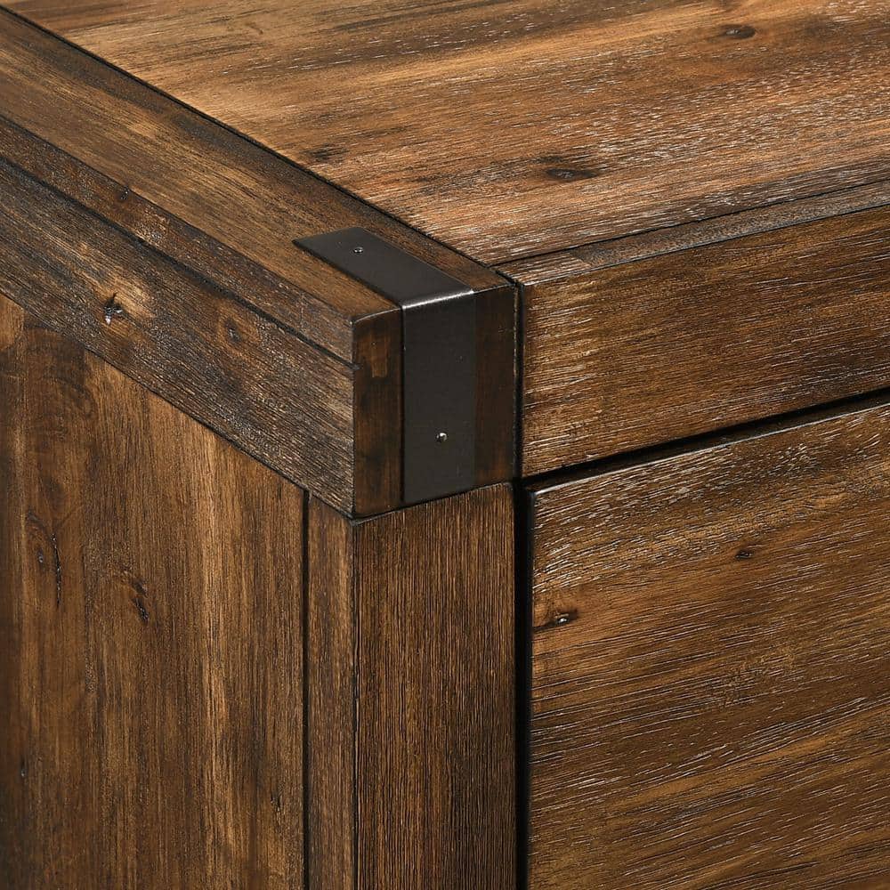 Chestnut Rustic 6-Drawer Dresser with Black Pulls