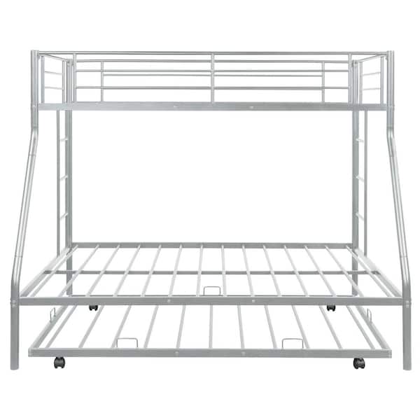 Anbazar Silver Twin Over Full Bunk Beds, Twin Over Full Bunk Bed With Trundle Metal