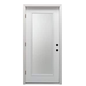 32 in. x 80 in. Severe Weather Right-Hand Low-E Impact Glass Full Lite Clear Primed Fiberglass Prehung Front Door