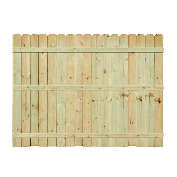 Unbranded 6 ft. H x 8 ft. W Pressure-Treated Pine Dog-Ear Fence Panel