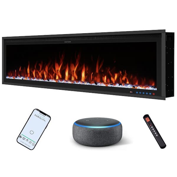 Prismaster ...keeps your home stylish 50 in. Smart Electric Fireplace Inserts Recessed and Wall Mounted Fireplace with Remote in Black