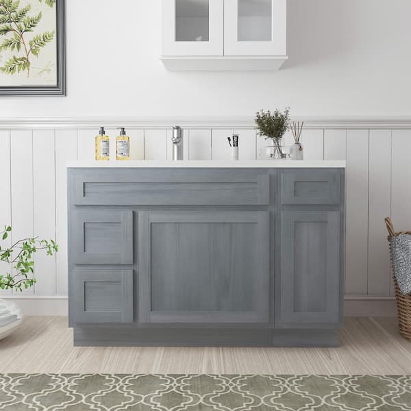 Vanity Art 48 in. W x 21 in. D x 32.5 in. H Bath Vanity Cabinet without Top in Silver