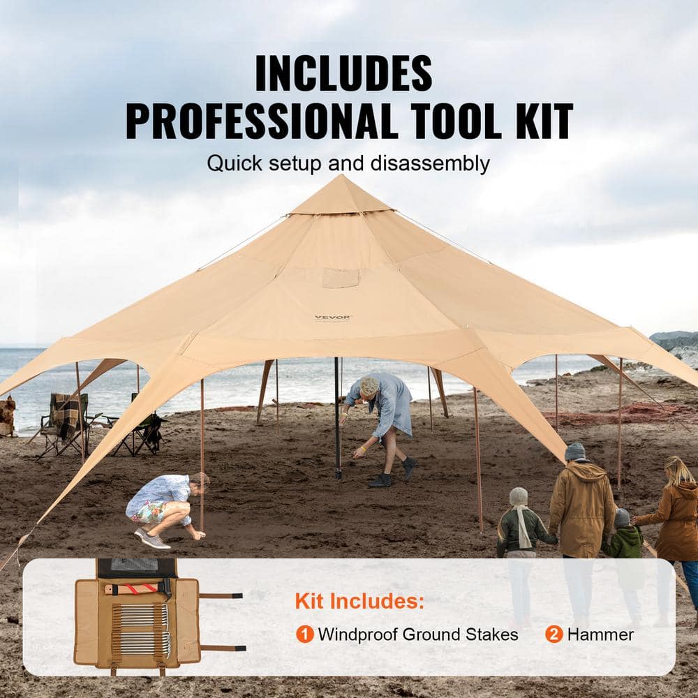 16.4ft Beige Canvas Four Season Yurt for 8 Person Camping