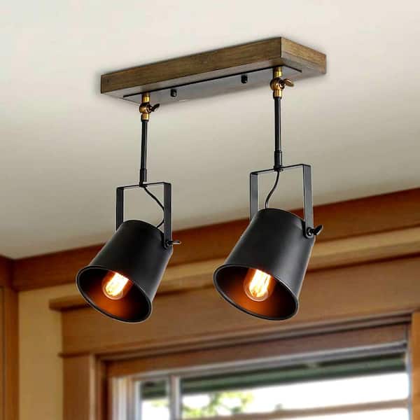 Questions And Answers For Lnc 2 Light Farmhouse Track Lighting Industrial Ceiling Spotlight With Wood Canopy A03186 The Home Depot - Lighting Sloped Ceiling Canopy