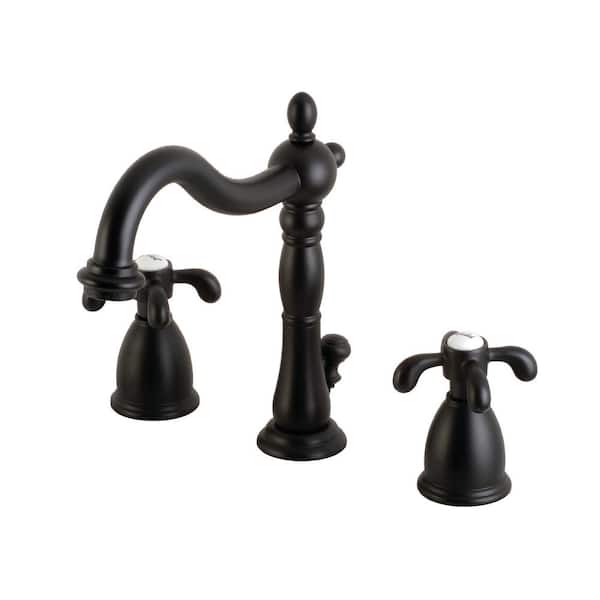 Kingston Brass French Country 8 in. Widespread 2-Handle Bathroom Faucet in Matte Black