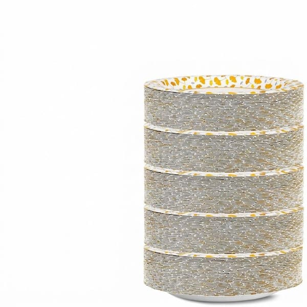 300 Count 10 Inch Heavy Duty Disposable Paper Plates, Fall Leaf Design, Bulk Pack for Party and Everyday