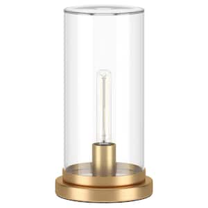 13.25 in. Clear Modern Integrated LED Bedside Table Lamp with Clear Glass Shade