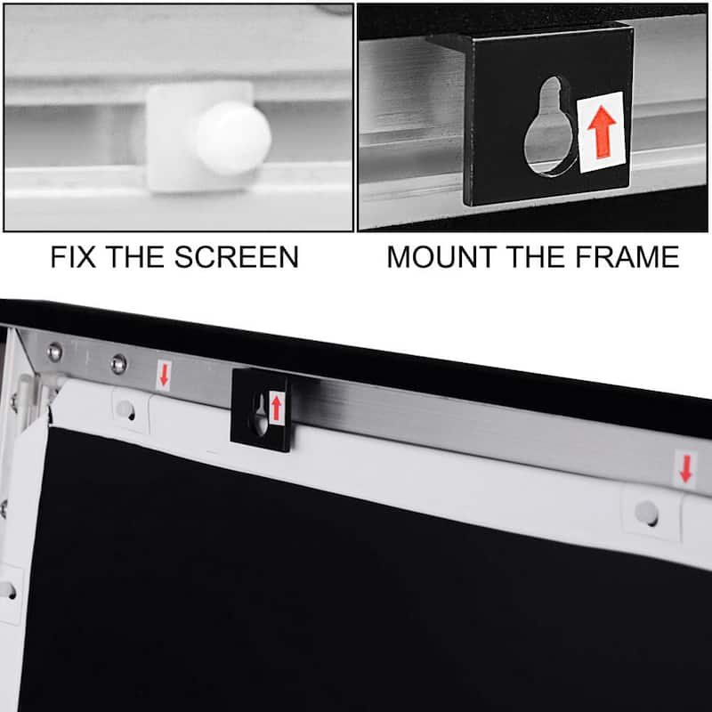 Projector Screen Fixed Frame 100 in. 16:9 4K HD Movie Screen with Aluminum Frame Projection Screen Wall Mounted