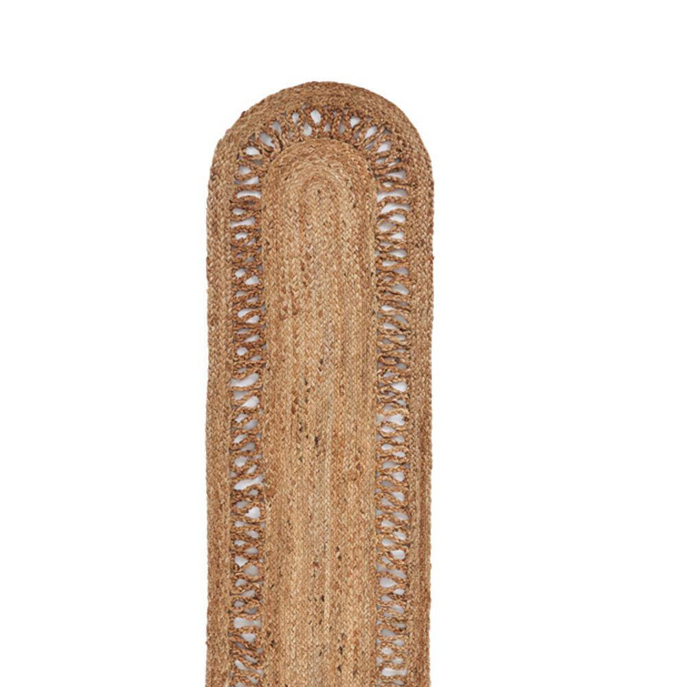 Natural Brown Braided Jute Table Runner with Waved Border